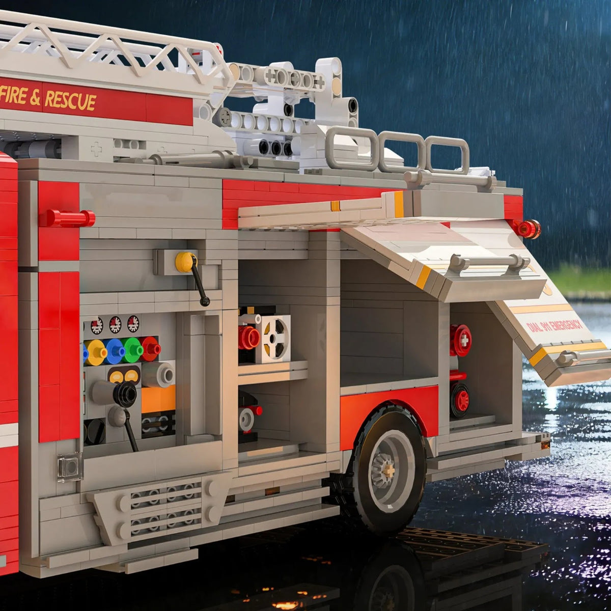 Xbert 66148 - US Firetruck Elevated Water Towers - vue 10 | Power Blockz