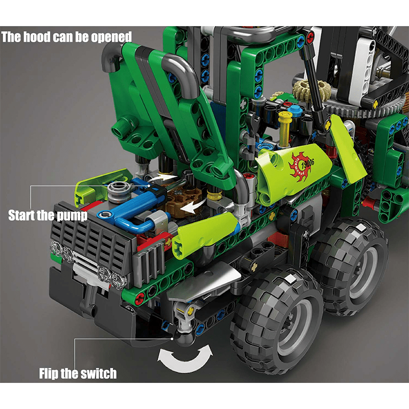 Mould King 19006 - Pneumatic Forestry Harvester - vue 10 | Power Blockz