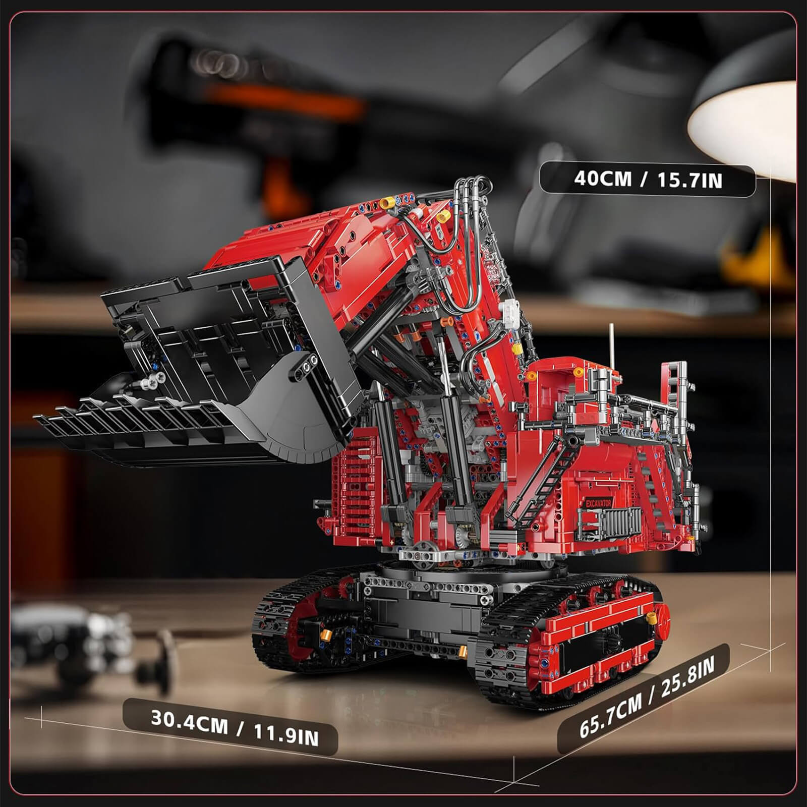 Mould King 17071 - Red - Heavy-Duty RC Excavator - vue 15 | Power Blockz