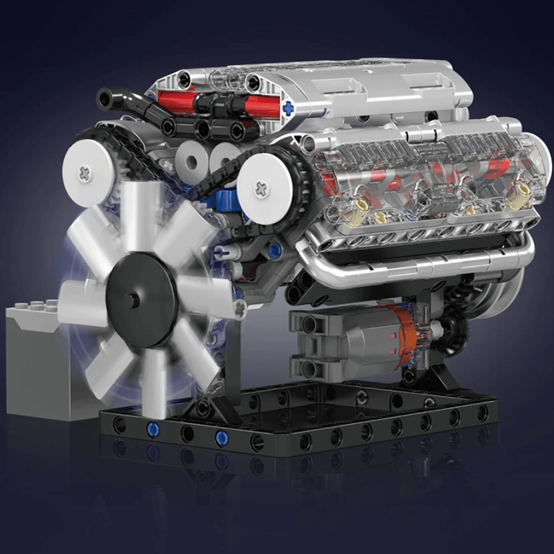 Mould King 10188 - Motorized V8 Muscle Engine - vue 6 | Power Blockz