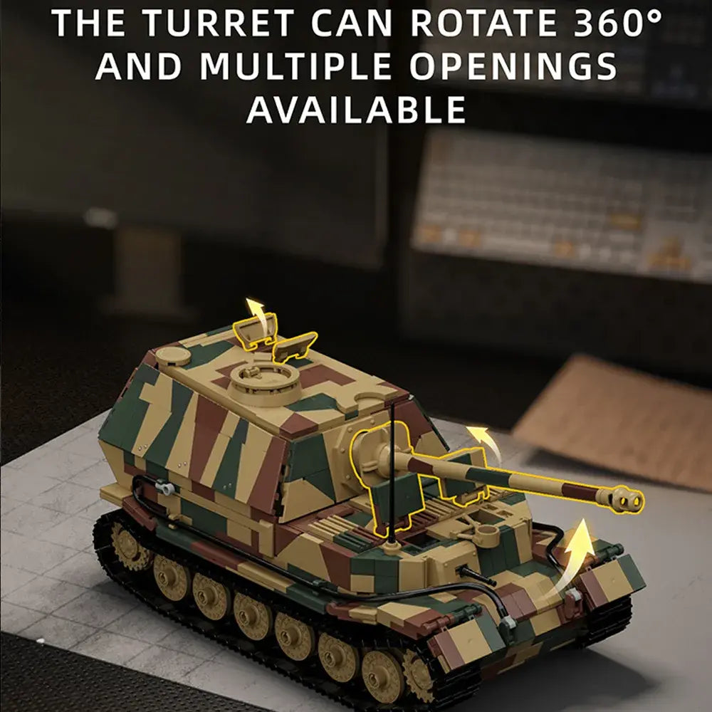 12GO 97023 - Jagdpanzer Tiger (Elephant) Tank - vue 9 | Power Blockz