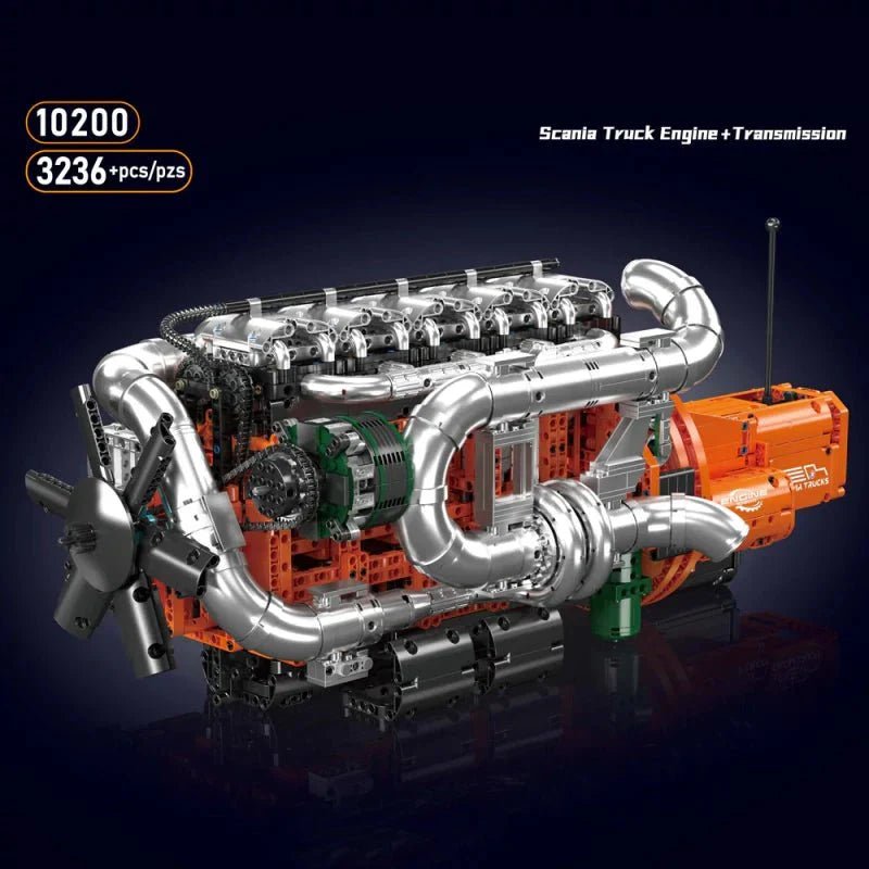Mould King 10200 - Scania Truck engine & Transmission - vue 5 | Power Blockz