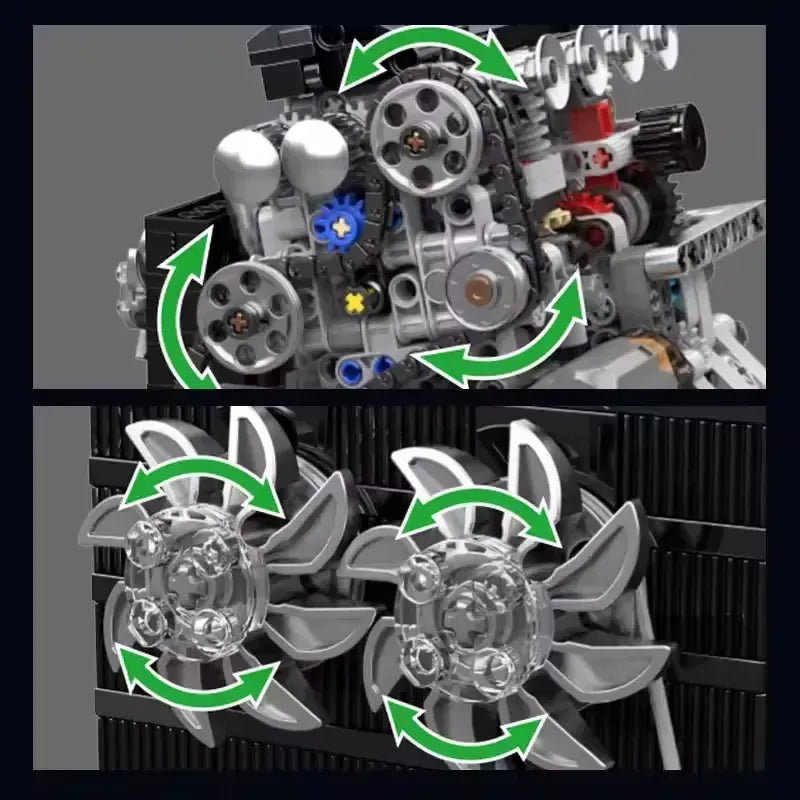 Mould King 10234 - VTEC DOHC Motorized Engine - vue 4 | Power Blockz