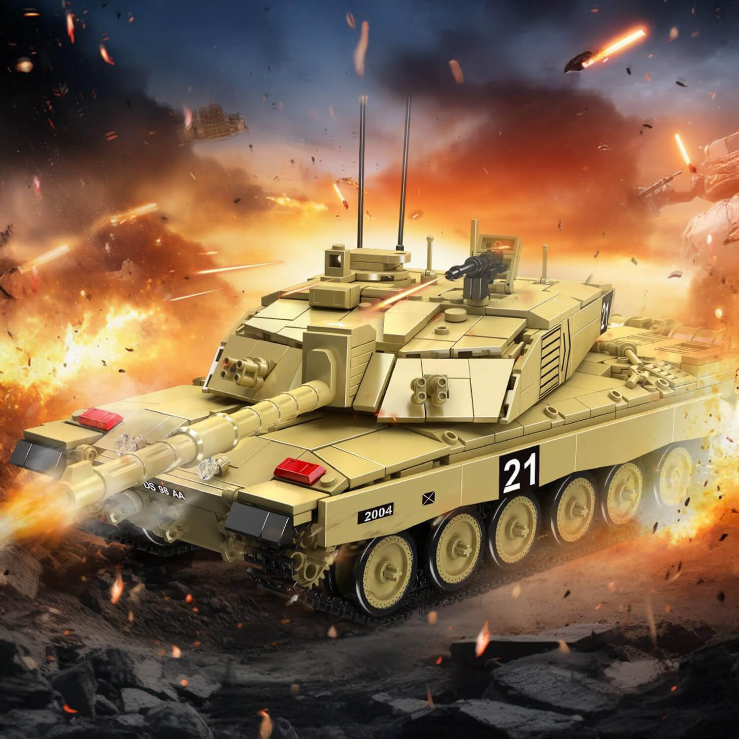 Mould King 2037 - Challenger 2 Battle Tank RC - vue 8 | Power Blockz