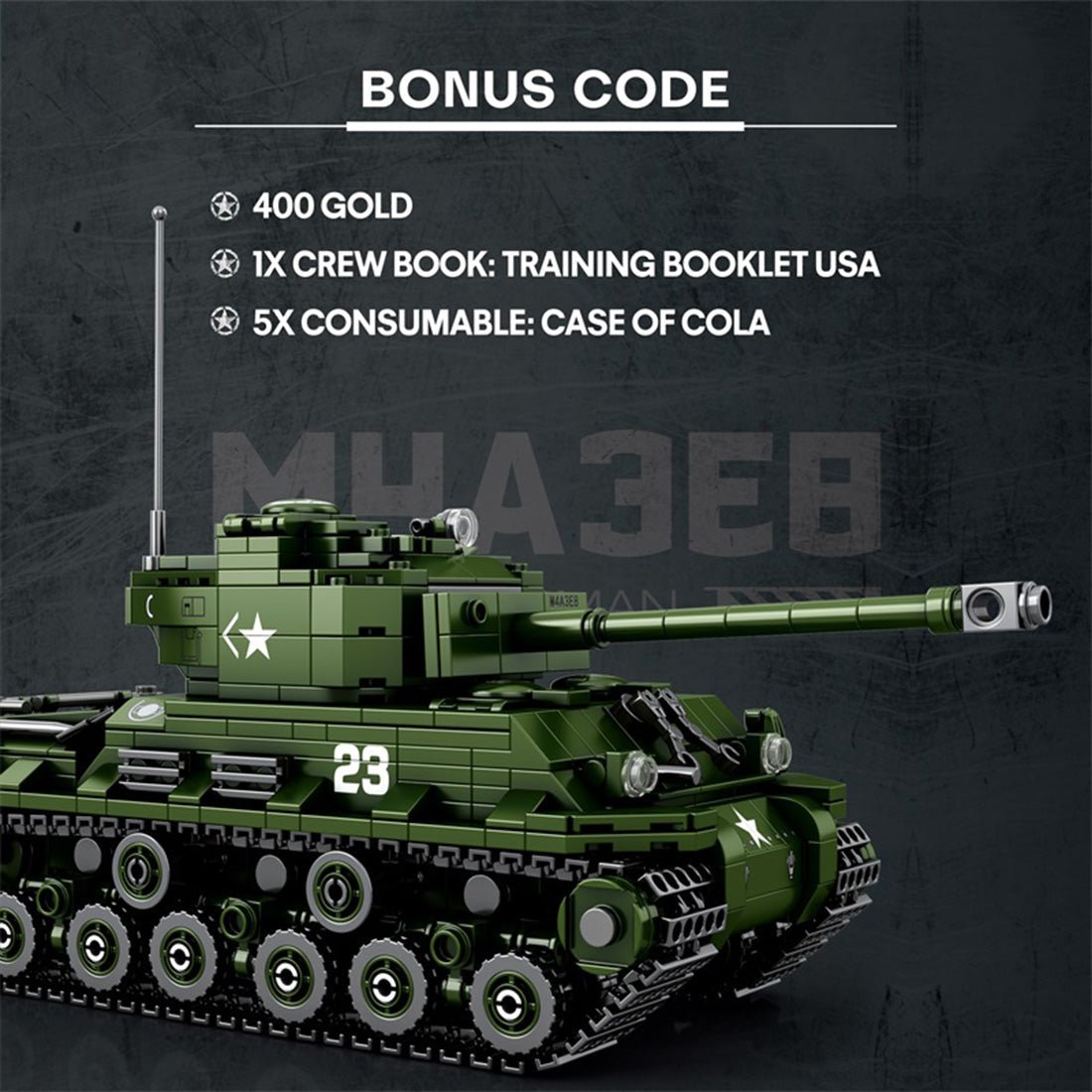 Reobrix 77030 - M4A3E8 Tank - vue 4 | Power Blockz