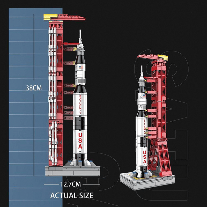 DK 7022 - Apollo Rocket & Launch Pad - vue 3 | Power Blockz