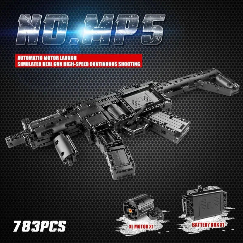 Mould King 14001 - Military Motorized MP5 SMG - vue 7 | Power Blockz