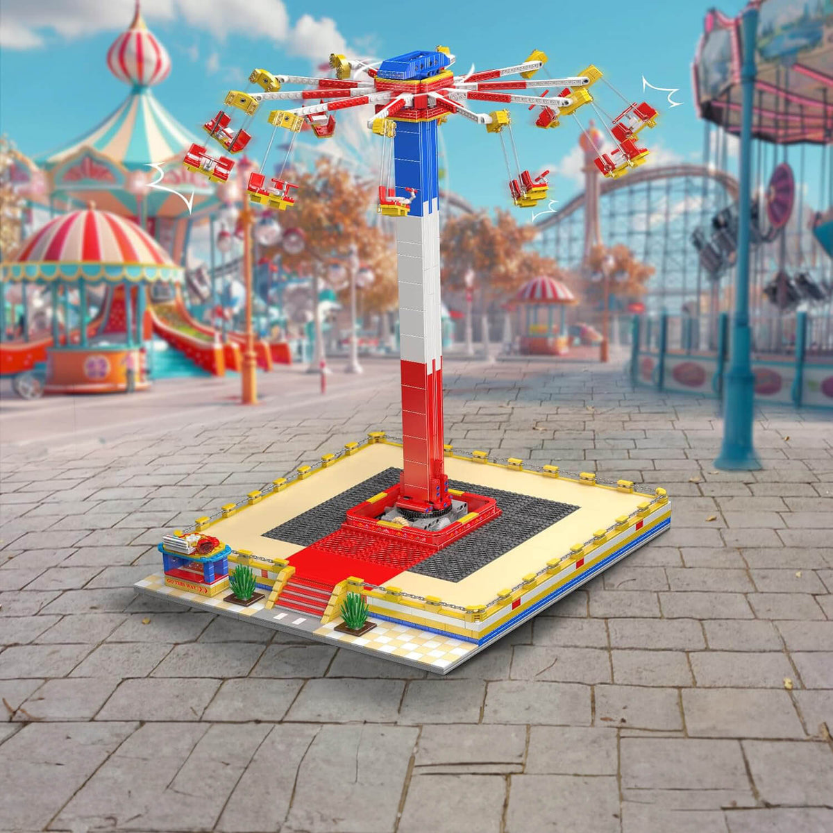 Mould King 11016 - Motorized Swing Carousel - vue 2 | Power Blockz