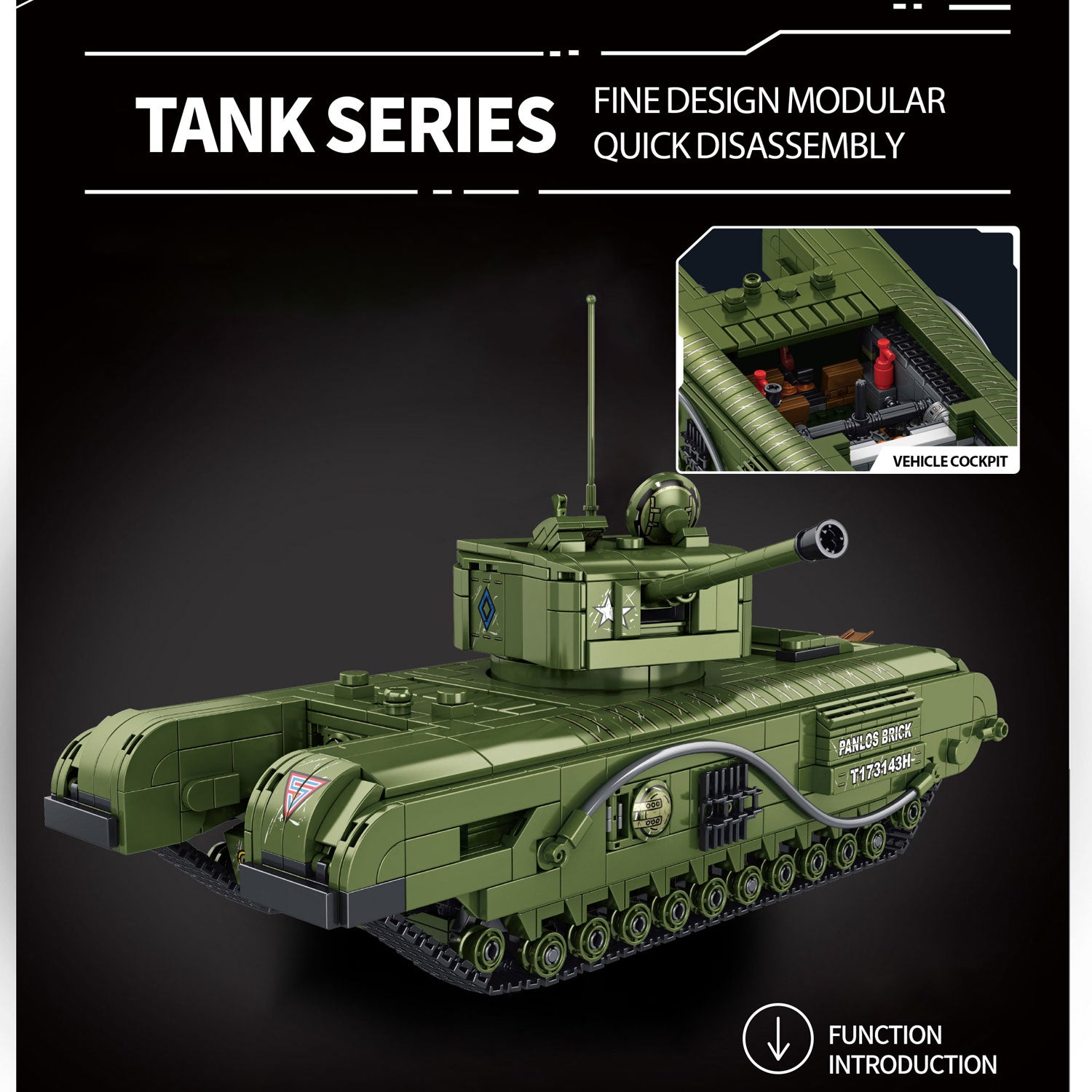 Panlos 632014 - Churchill tank - vue 3 | Power Blockz