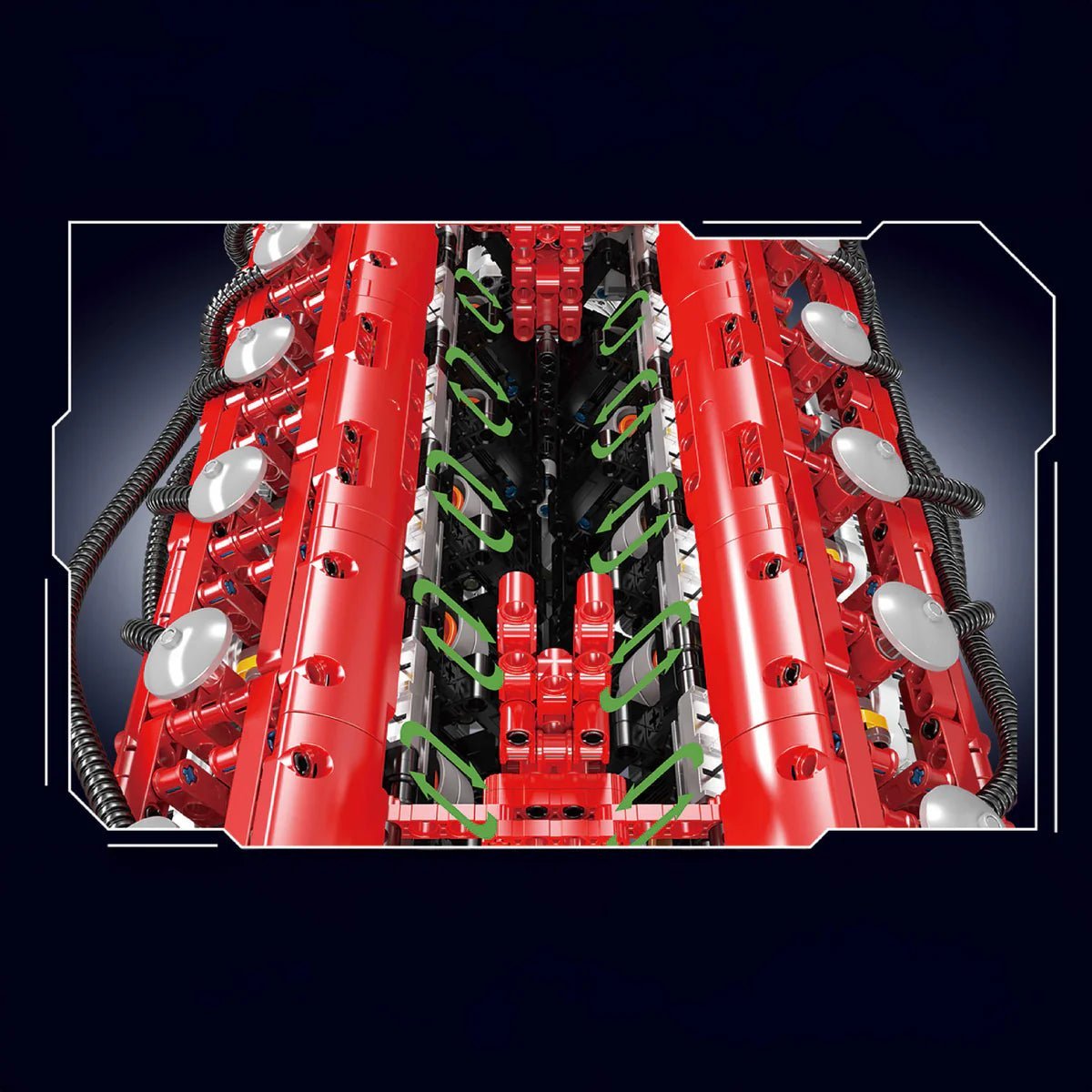 Mould King 10169 - Functional V12 Engine & Gearbox - vue 6 | Power Blockz
