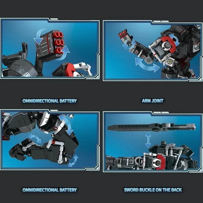 Heavy Duty Mecha Robot MU2 White Shark Bricks Toy | 802pcs - Heavy Duty Mecha Robot MU2 White Shark Bricks Toy - vue 8 | Power Blockz