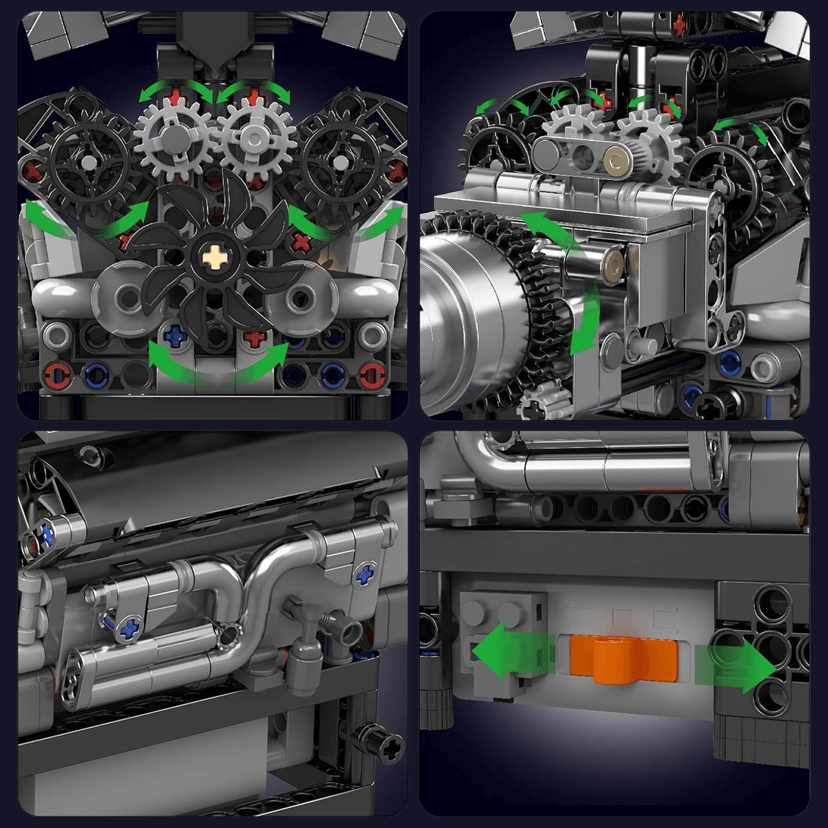 Mould King 10205 - Motorized V12 Show Engine - vue 4 | Power Blockz
