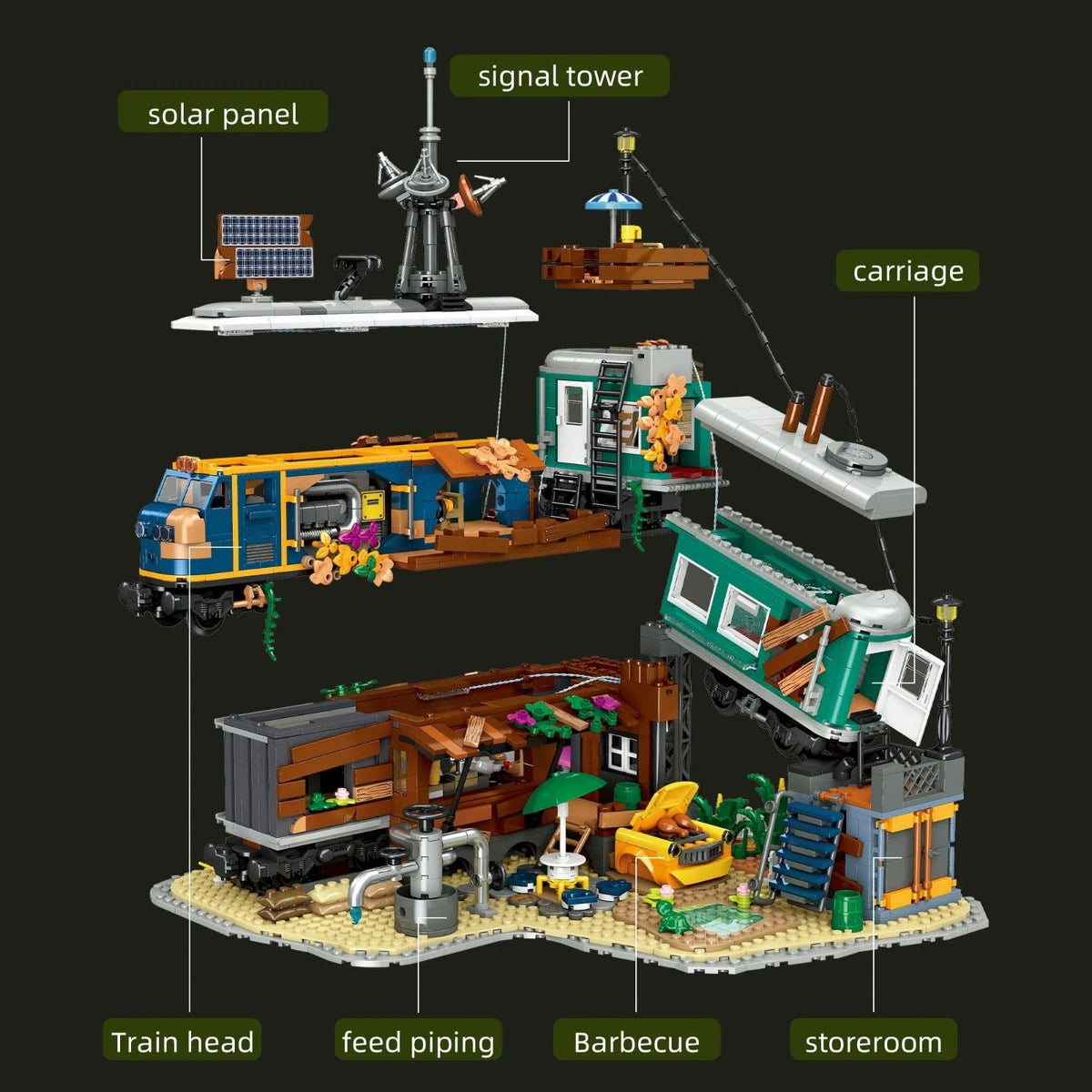 JIESTAR 59167 - Train Park Modular Buildings - vue 7 | Power Blockz