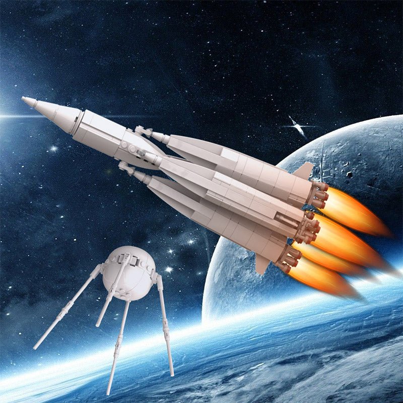 Gobricks MOC-89549 - Sputnik 1 & R-7 rocket 8K71PS M1-1PS - vue 6 | Power Blockz