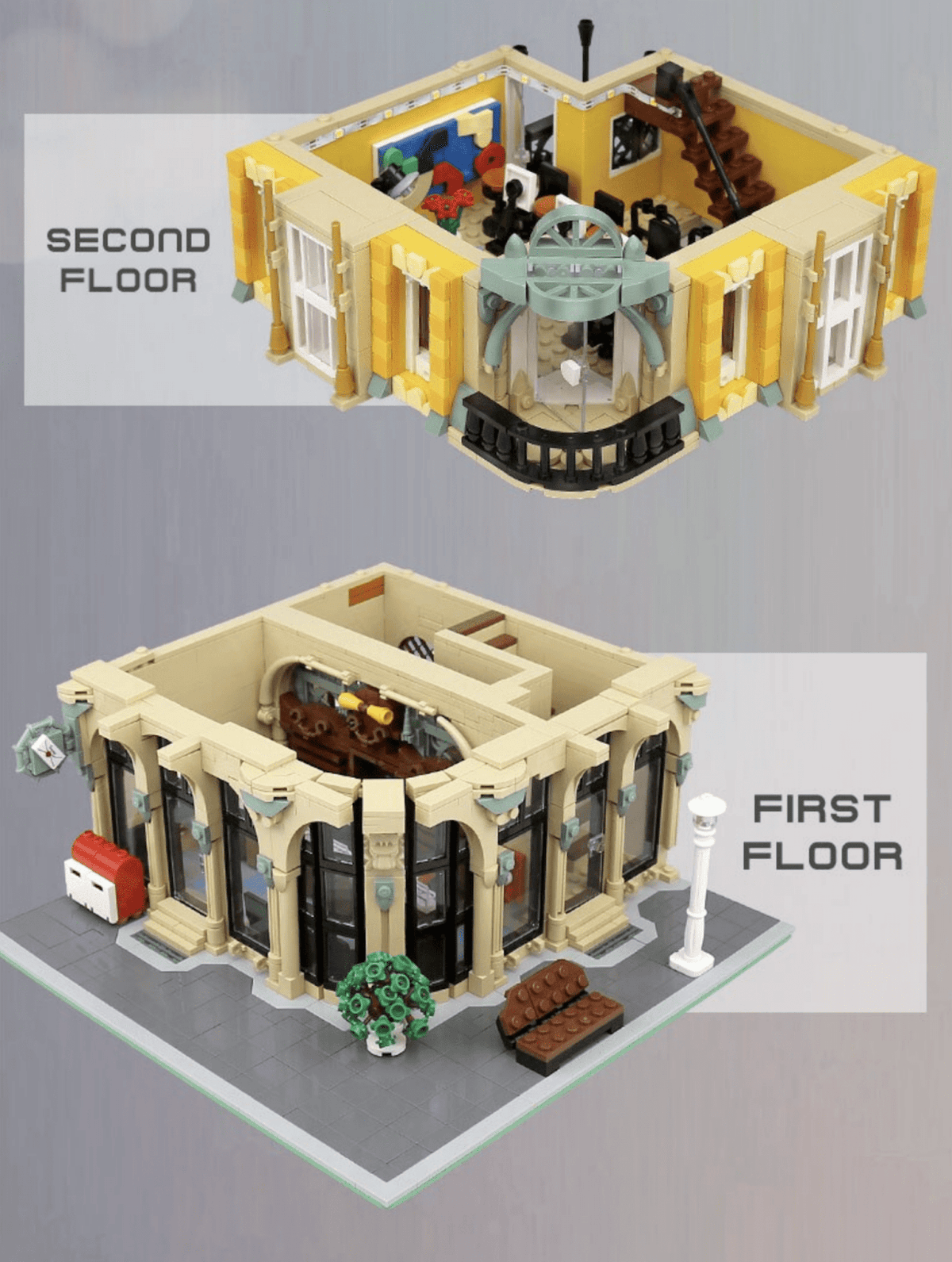 Mould King 16010 - Corner Post Office - vue 6 | Power Blockz