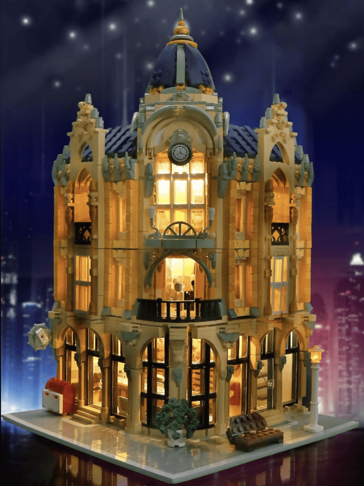 Mould King 16010 - Corner Post Office - vue 4 | Power Blockz