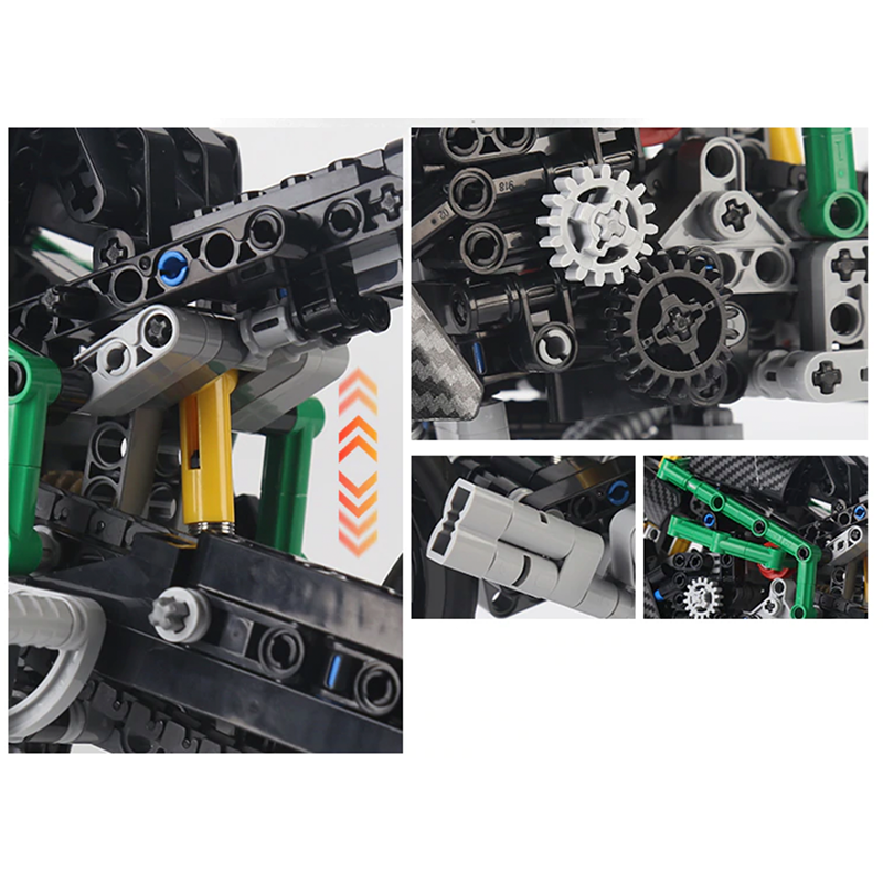 Mould King 23002 - Carbon Performance Motorcycle - vue 3 | Power Blockz