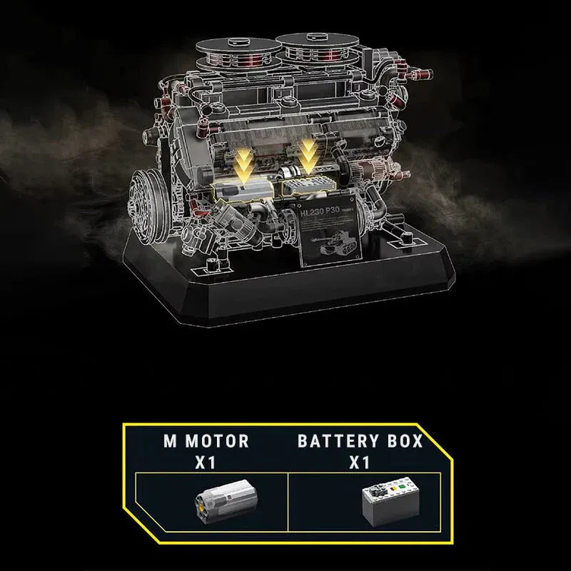 12GO 95008 - German Tiger V8 Tank Engine - vue 7 | Power Blockz