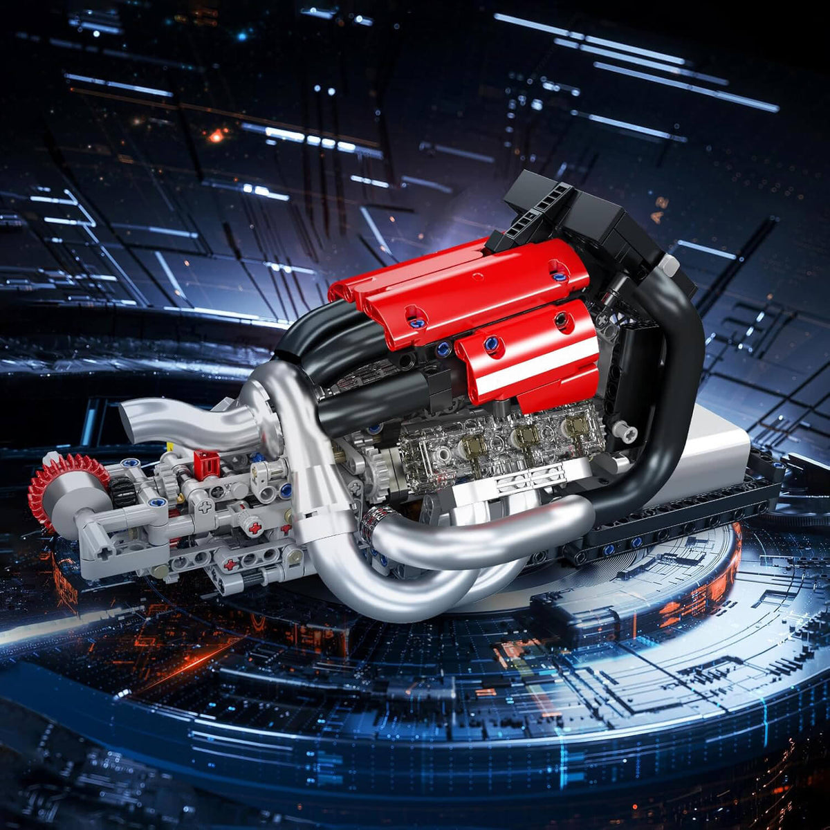Mould King 10188 - V8 Formula 1 Engine - vue 5 | Power Blockz