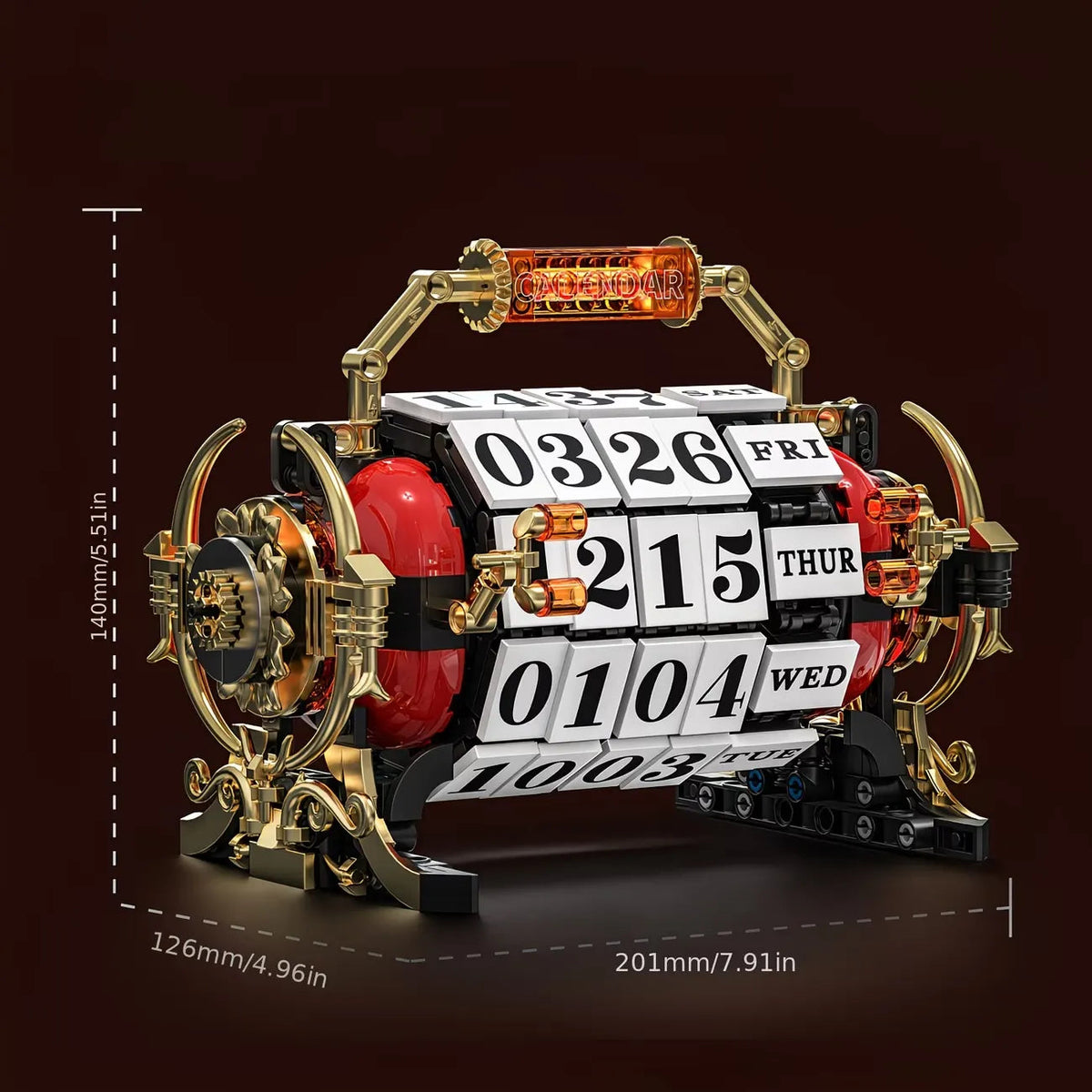H2003 - Vintage Motorized Mechanical Calendar - vue 3 | Power Blockz