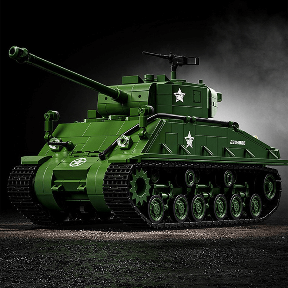 12GO 97010 - M4 Sherman Battle Tank - vue 4 | Power Blockz