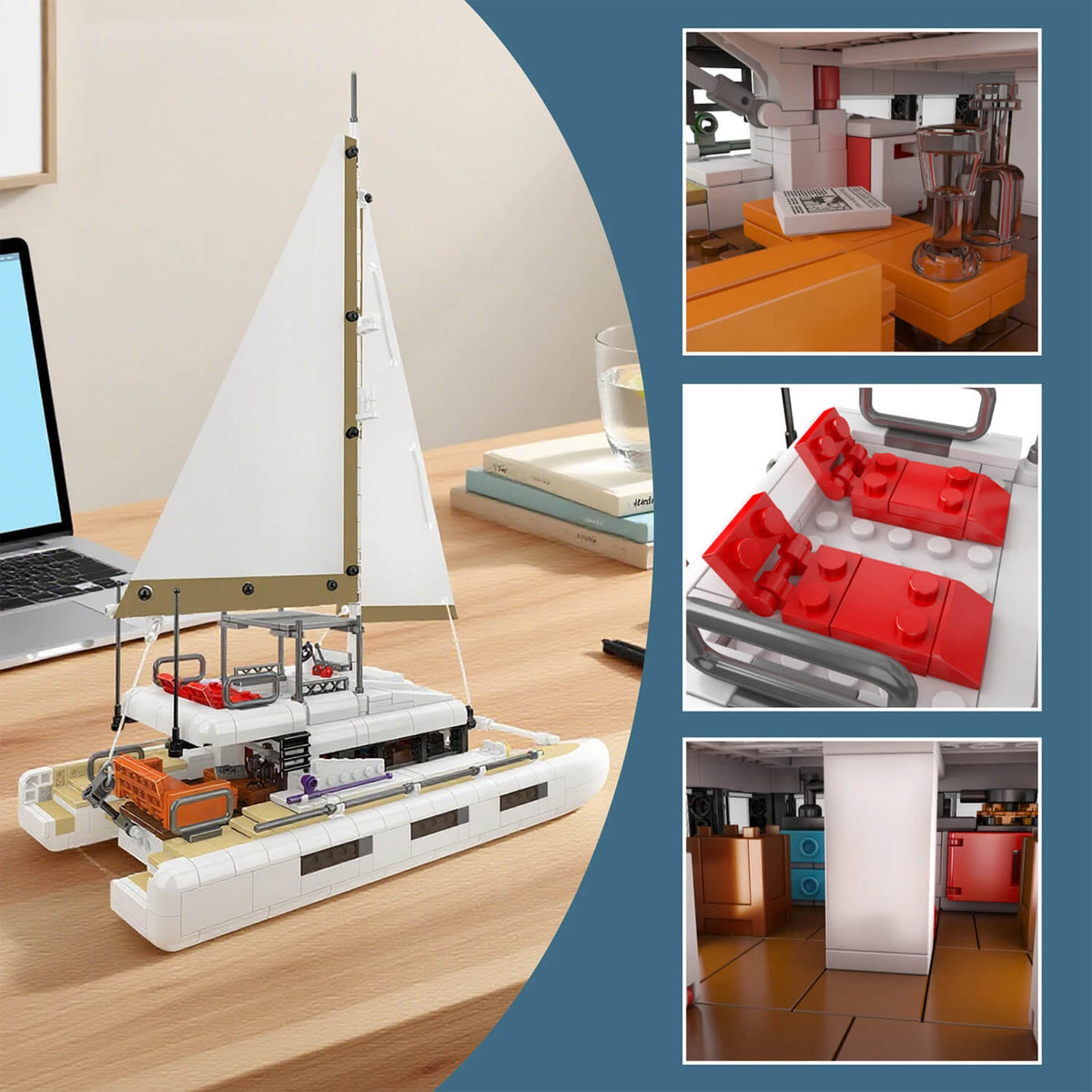 Mould King 10217 - Luxury Catamaran Yacht - vue 3 | Power Blockz