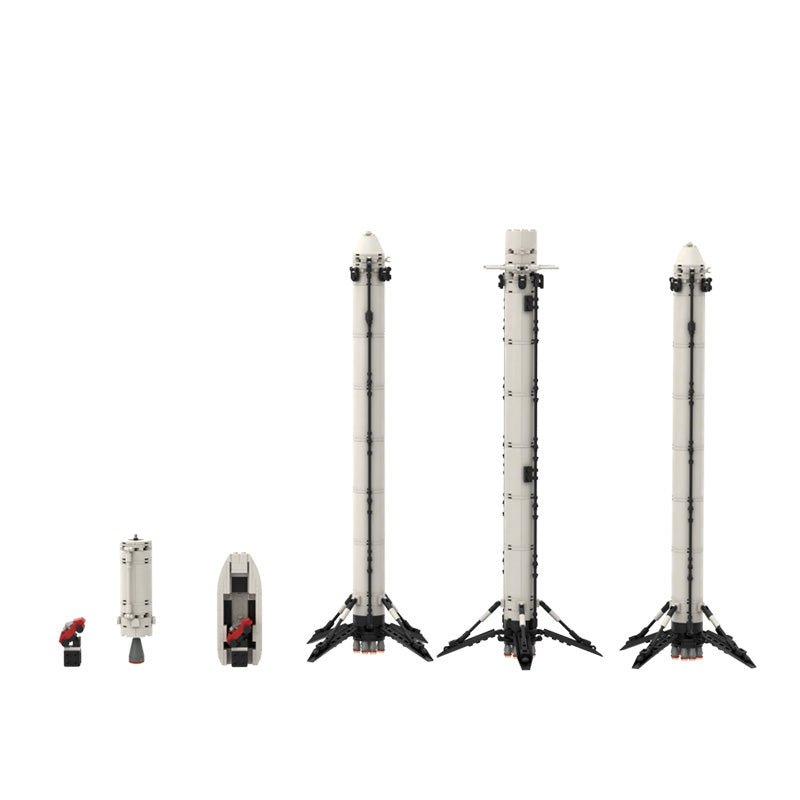 Gobricks MOC-75766 - Falcon Heavy Rocket - vue 3 | Power Blockz