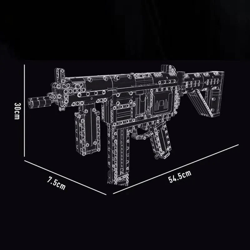Mould King 14001 - MP5 Submachine - vue 2 | Power Blockz