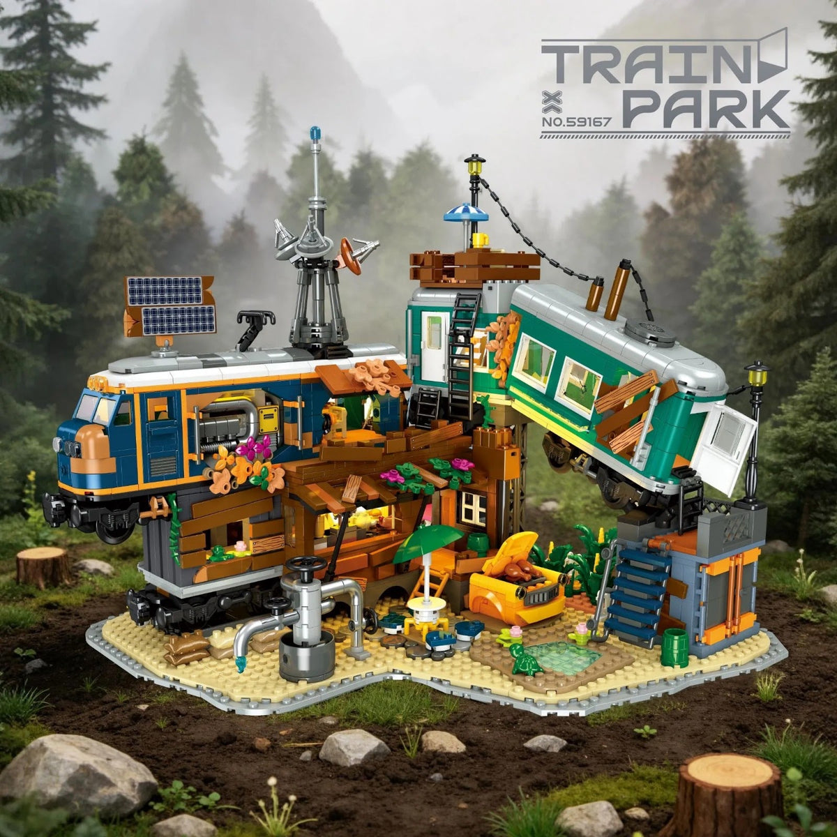 JIESTAR 59167 - Train Park Modular Buildings - vue 4 | Power Blockz