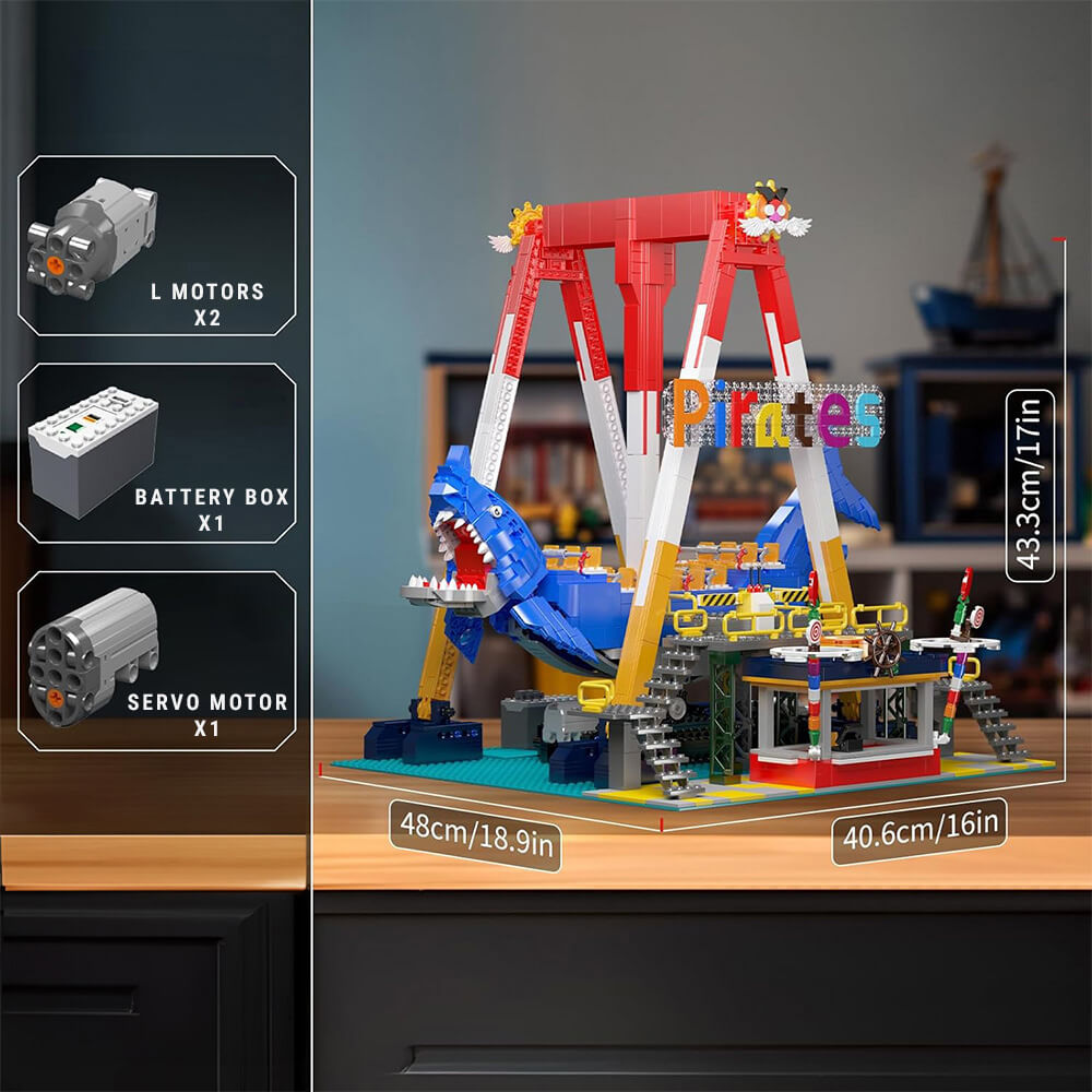 Mould King 11017 - Motorized Shark Swing Ride - vue 5 | Power Blockz