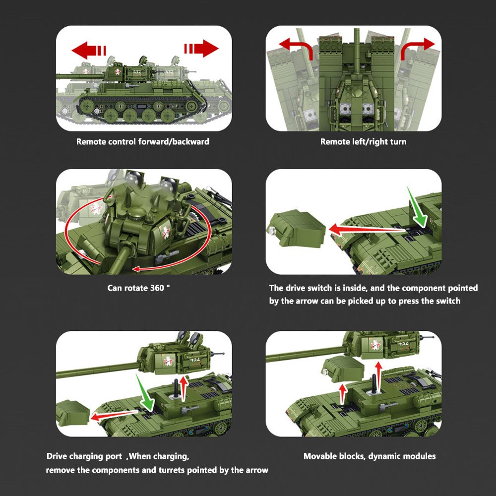 Spebrick 676007 - STALIN II JS-2 Heavy Tank with Power Functions - vue 6 | Power Blockz