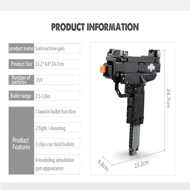 CaDa C81008W - Military UZI SMG - vue 12 | Power Blockz