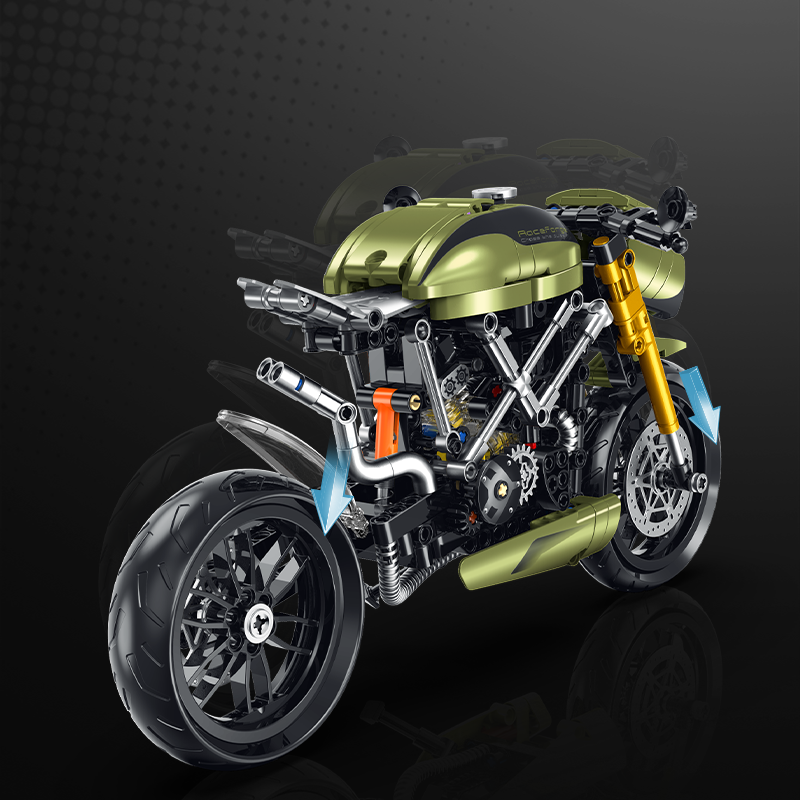 60547 - Combat Racer 1:8 Café Racer Motorcycle - View 3 | Power Blockz