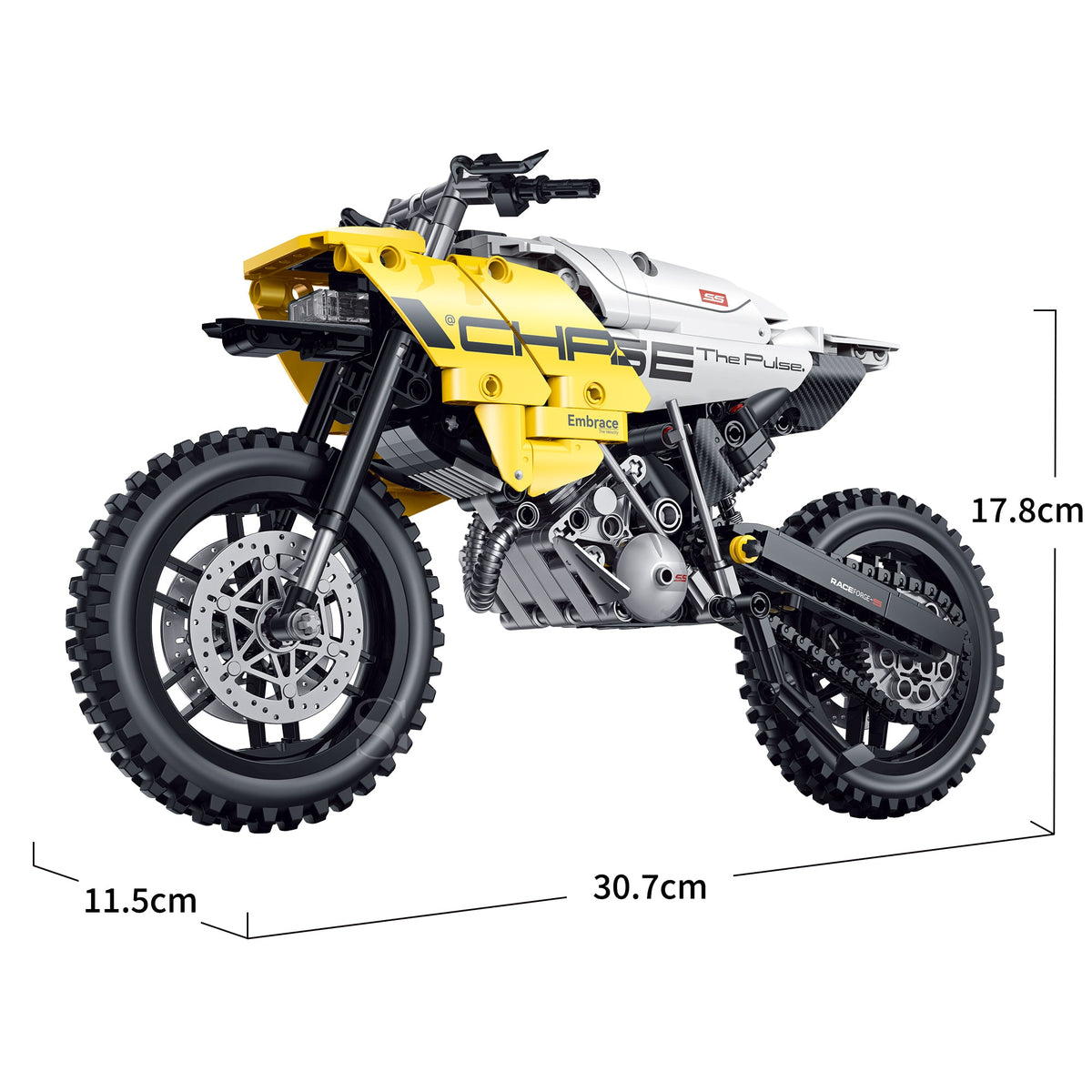 60544 - Dust Chaser 1:8 Off-Road Scrambler Motorcycle - View 7 | Power Blockz