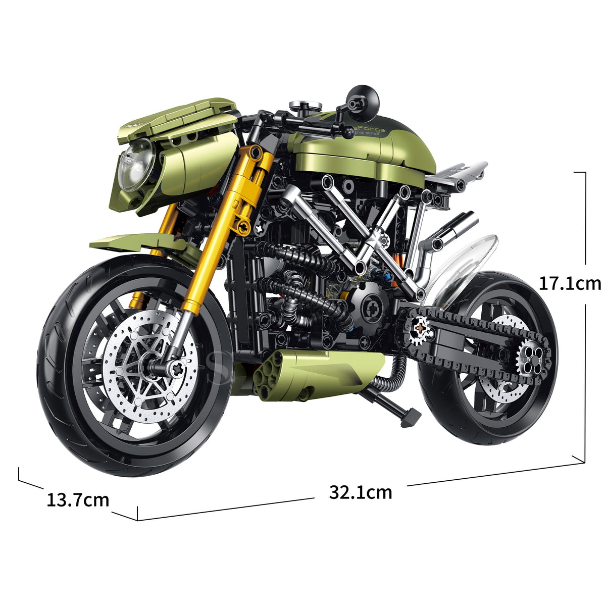 60547 - Combat Racer 1:8 Café Racer Motorcycle - View 7 | Power Blockz