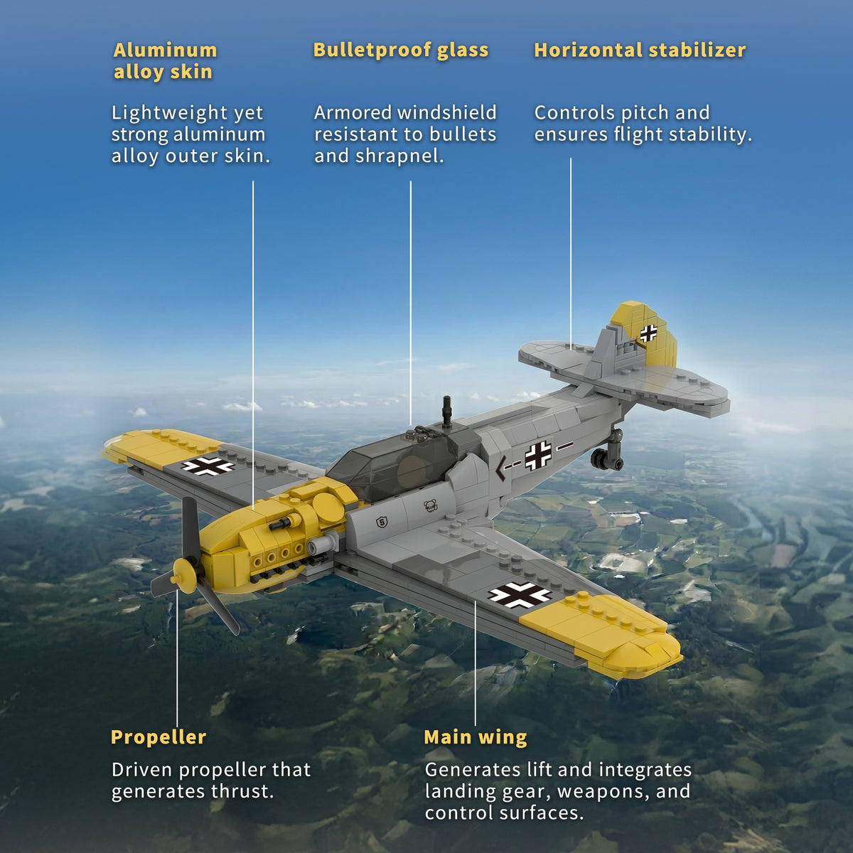 66010 - The BF109 fighter Jet - View 7 | Power Blockz