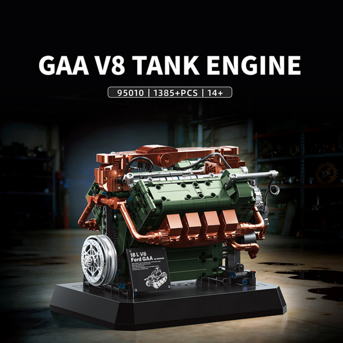95010 - The GAA V8 Tank Engine without Motor - View 3 | Power Blockz