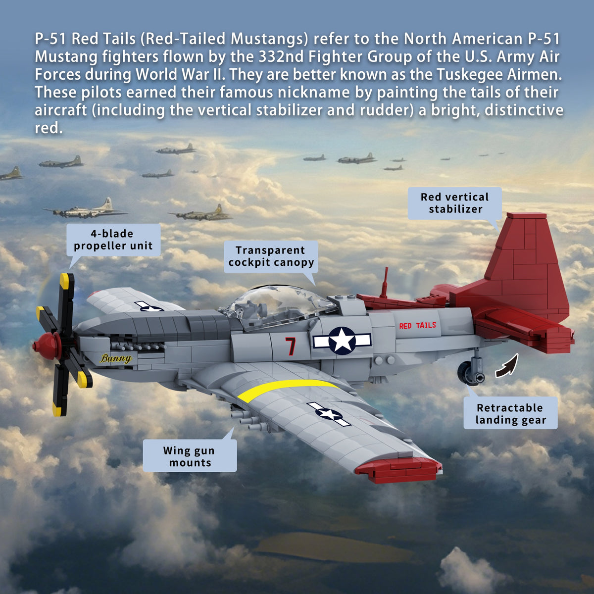 66005 - The P51 Mustang Fighter Jet - View 5 | Power Blockz