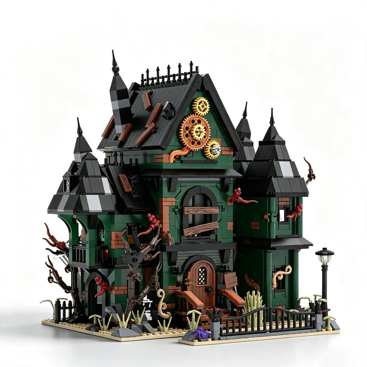 The Haunted House building blocks set by Jmb, front view on white background