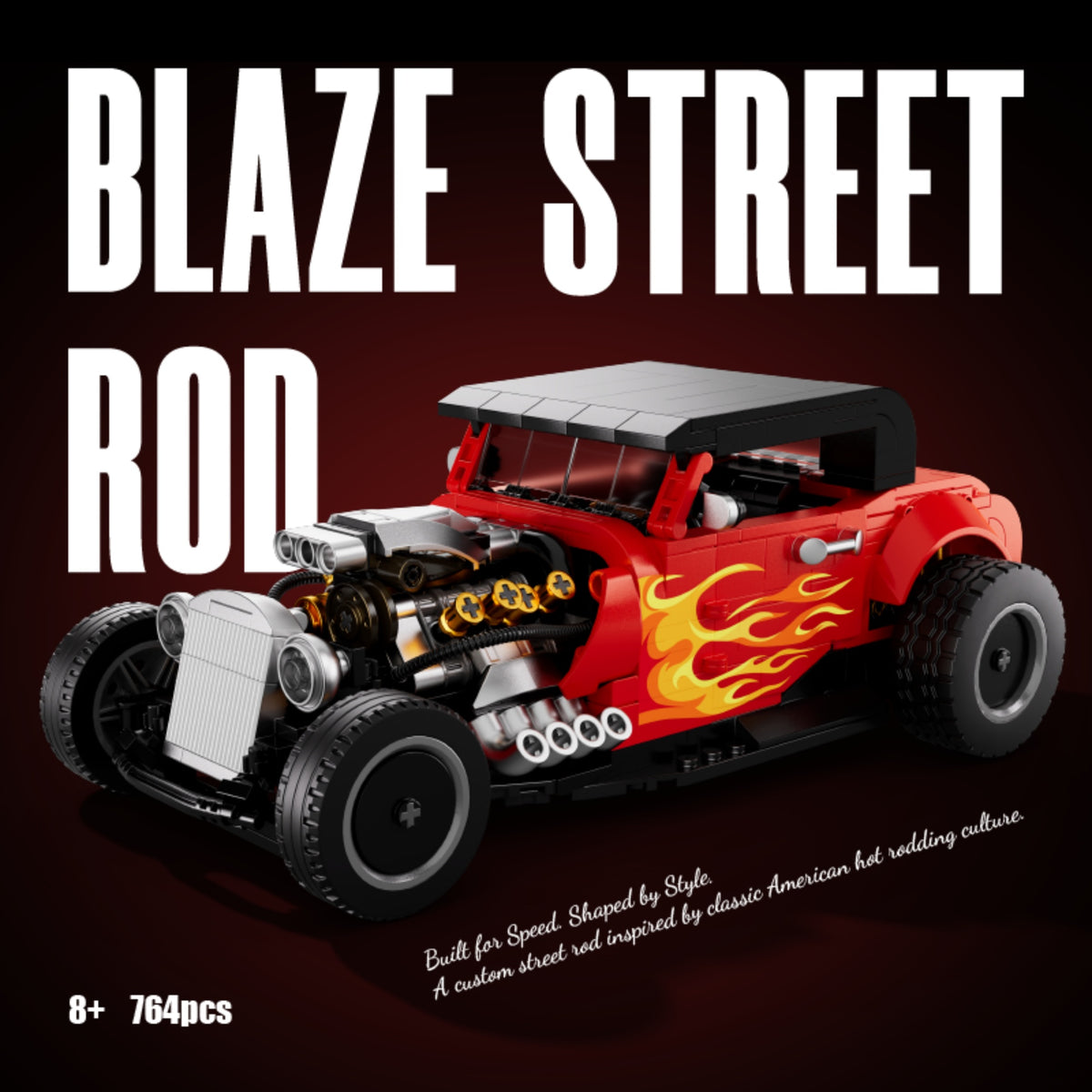 50106 - The Hot Rod Blaze Street Rod - View 2 | Power Blockz