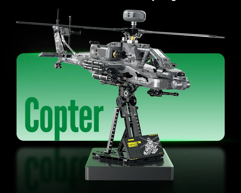 Guly 60549 Apache Combat Helicopter - 1116pcs building blocks set - view 9 | Power Blockz