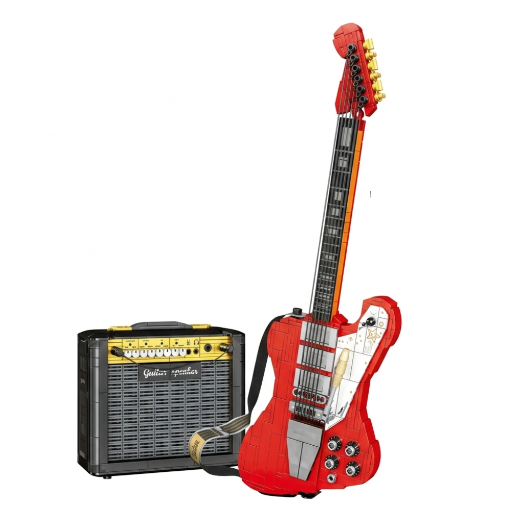 Sembo 708946 Electric Guitar - 1061pcs building blocks set - front view | Power Blockz