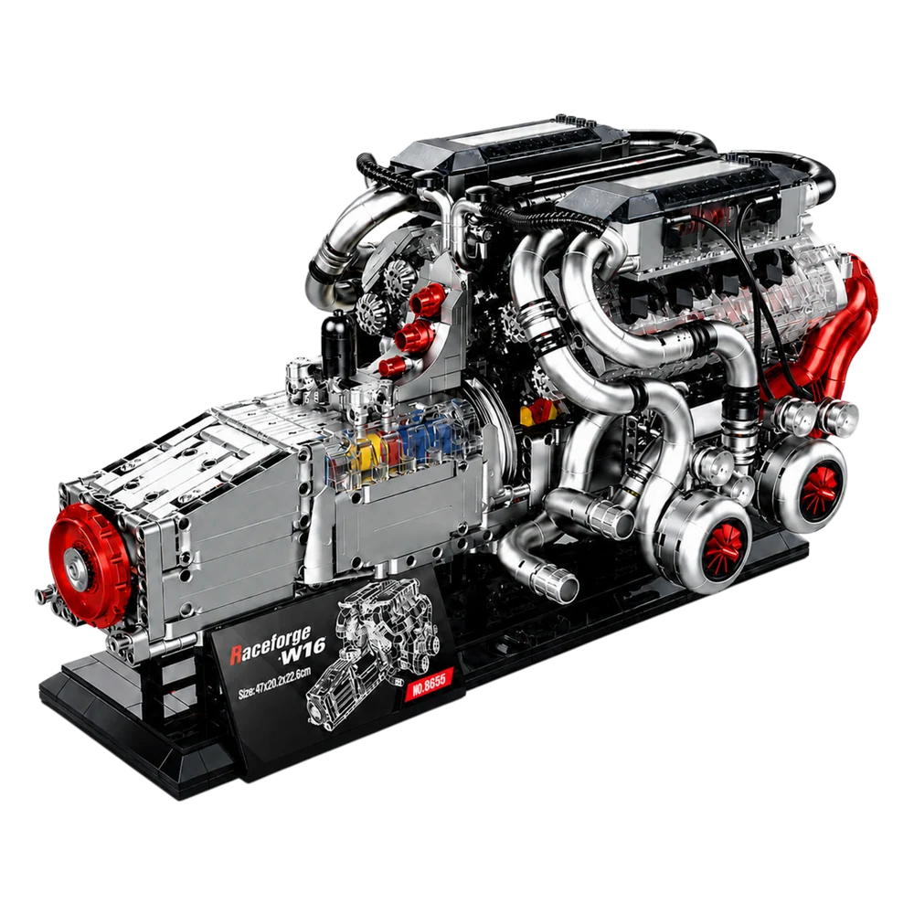 Guly 8655 Performance W16 Engine - 2520pcs building blocks set - front view | Power Blockz