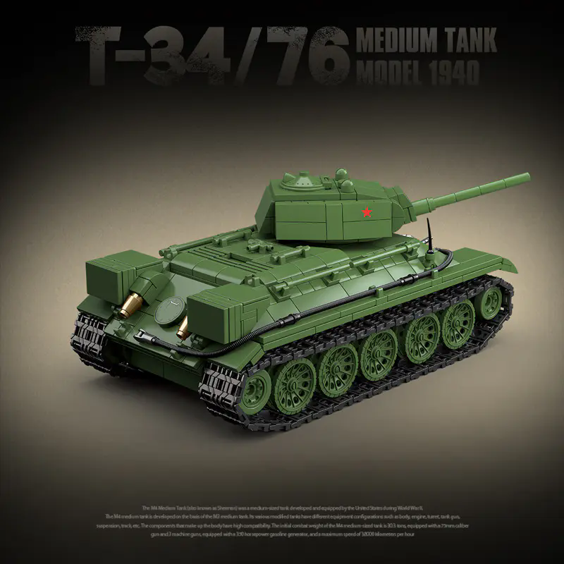 Quanguan 100276 T34 Medium Tank - 1113pcs building blocks set - view 4 | Power Blockz