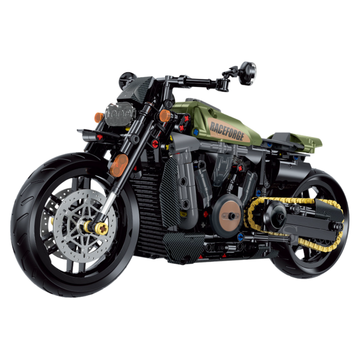 Desert Burn military touring motorcycle building blocks model - Power Blockz
