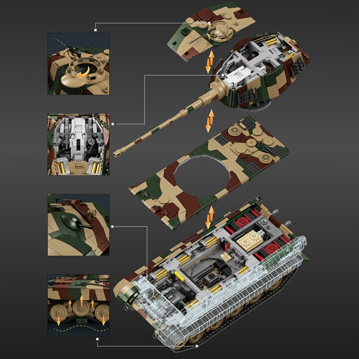 97036 - The 1: 16 Tiger King Tank - View 7 | Power Blockz