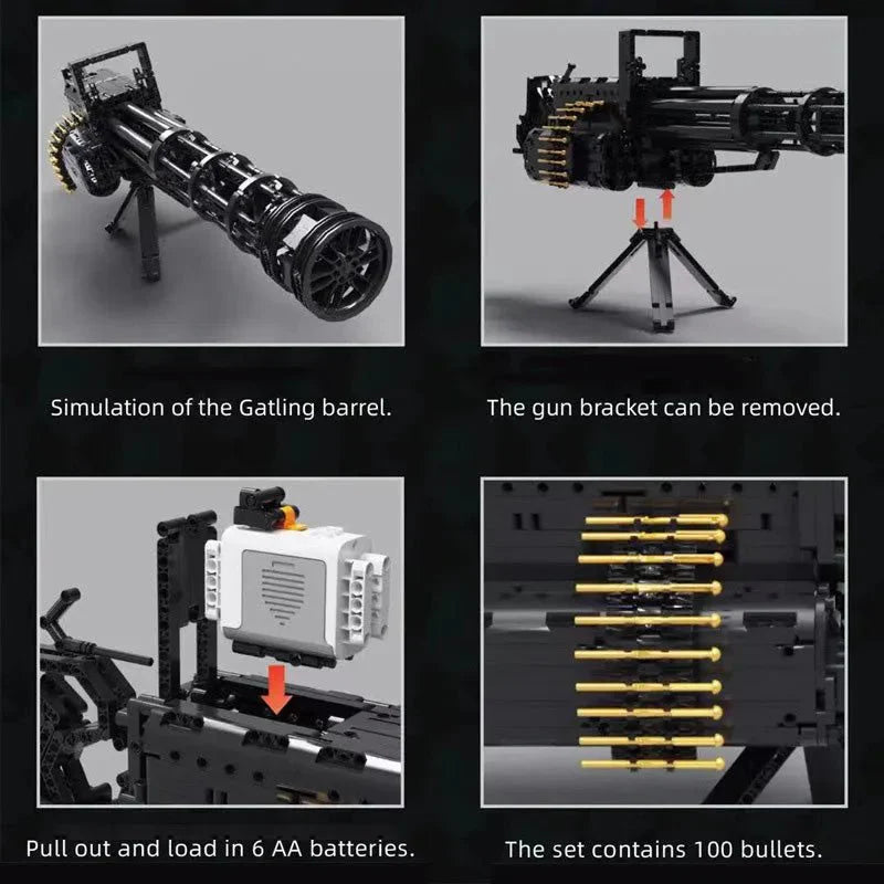 Qizhile 86001 - Motorized Military Gatling Cannon - vue 3 | Power Blockz