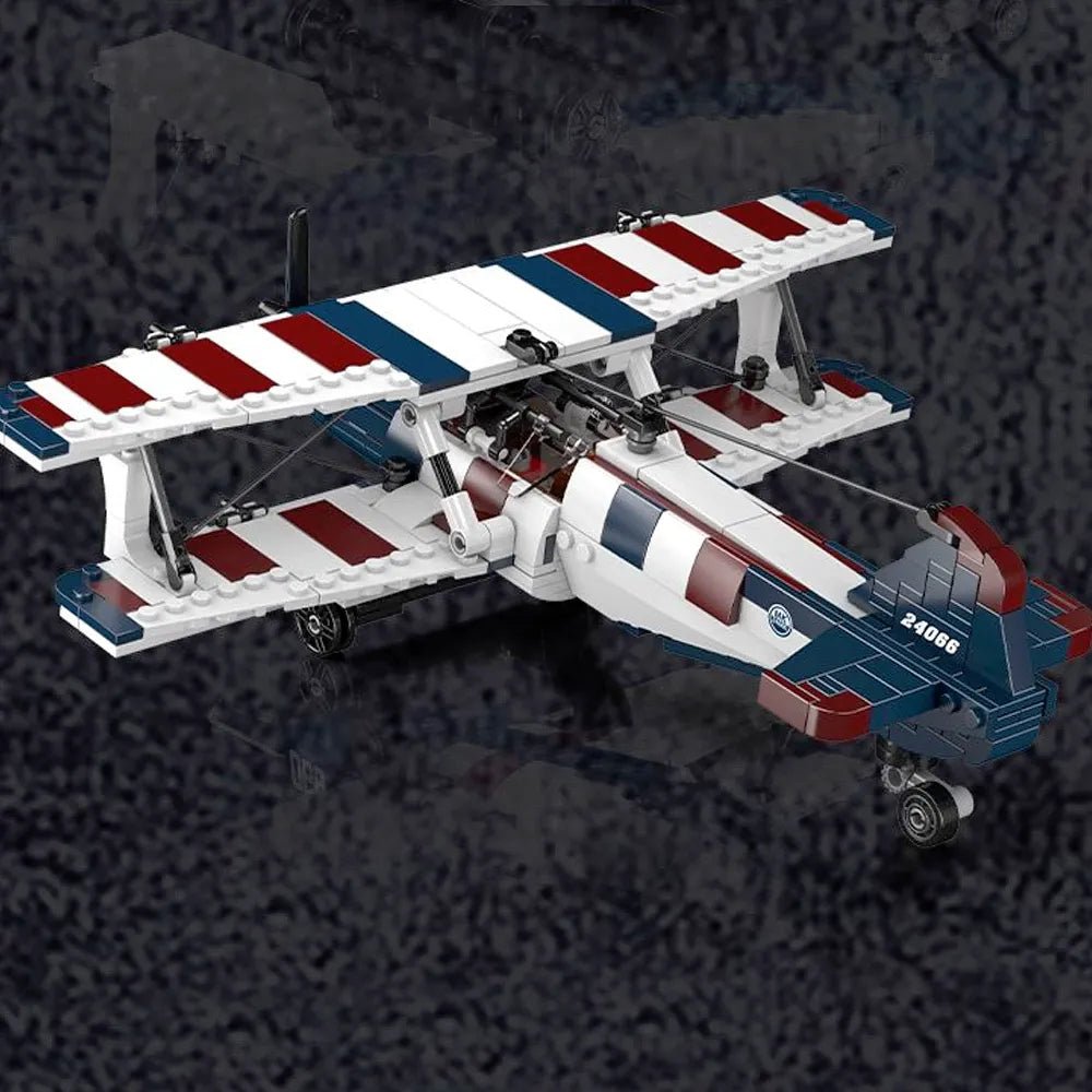 Mould King 24066 - Racing Biplane American Style - vue 3 | Power Blockz