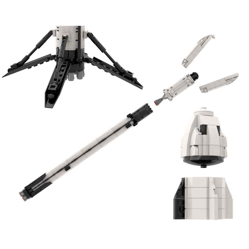 Gobricks MOC-75438 - Falcon 9 & Crew Dragon - vue 5 | Power Blockz