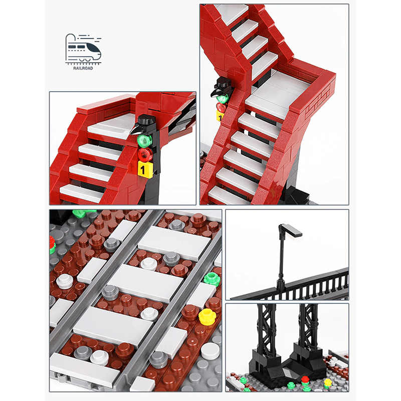 Mould King 12008 - Railway Crossing - vue 2 | Power Blockz
